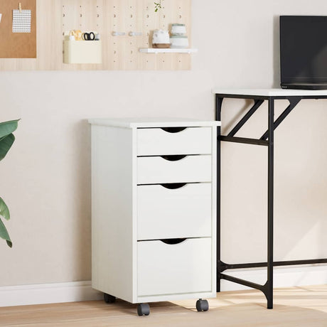 Rolling Cabinet With Drawers Moss Solid Wood Pine