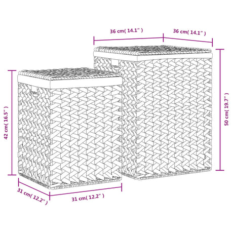 Laundry Baskets 2 Pcs Water Hyacinth