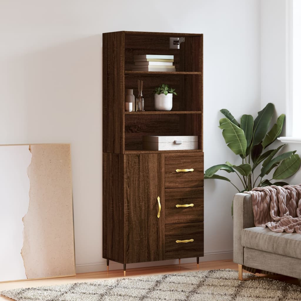 Highboard 69.5X34X180 Cm Engineered Wood