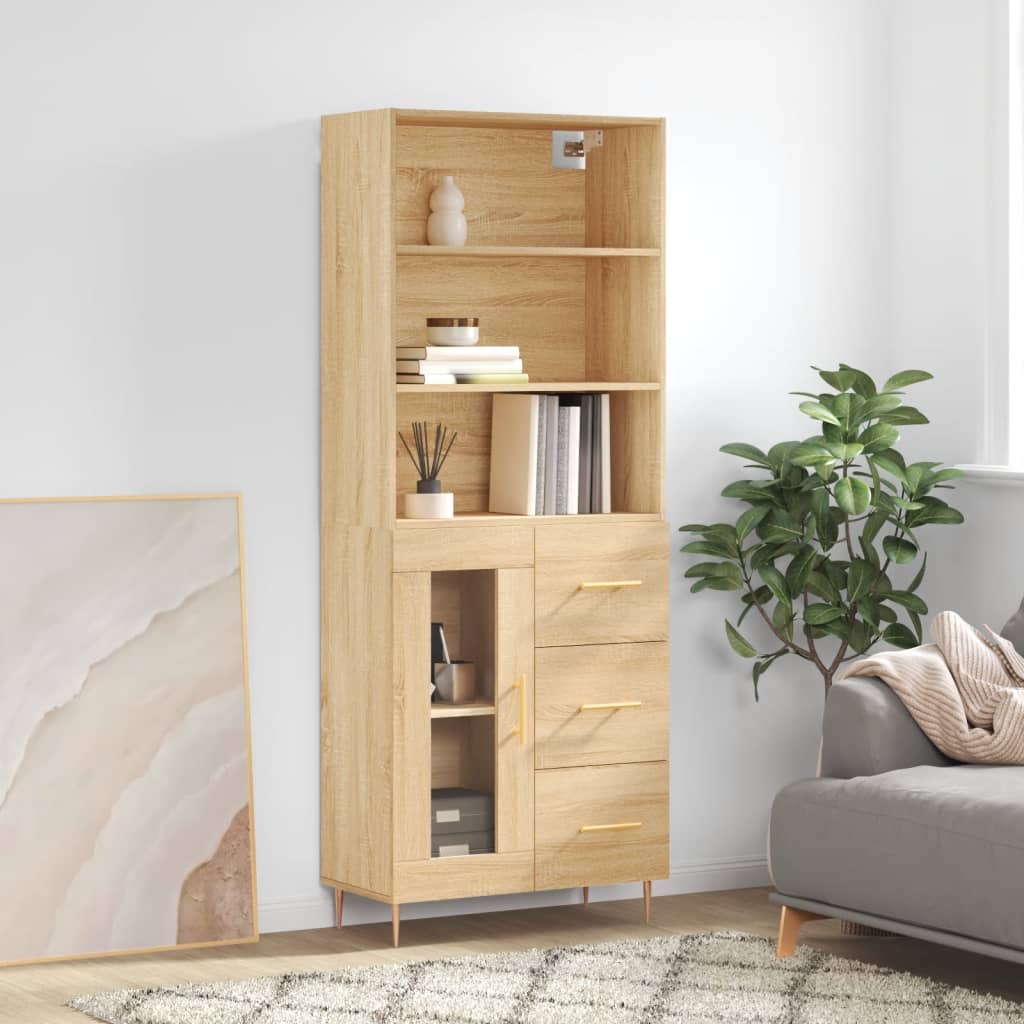 Highboard 69.5X34X180 Cm Engineered Wood