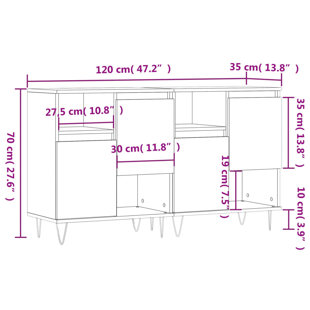 Sideboards 2 Pcs Engineered Wood