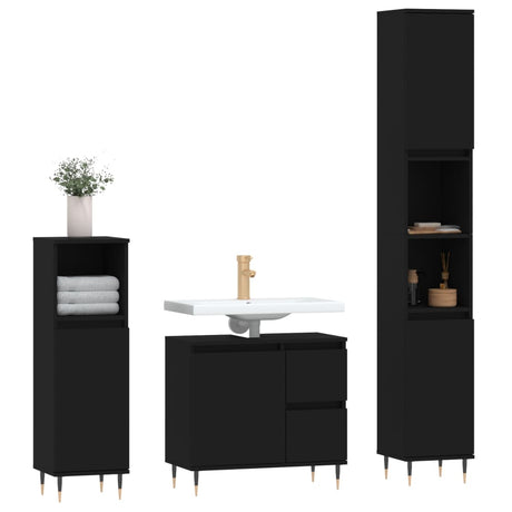 3 Piece Bathroom Furniture Set Engineered Wood