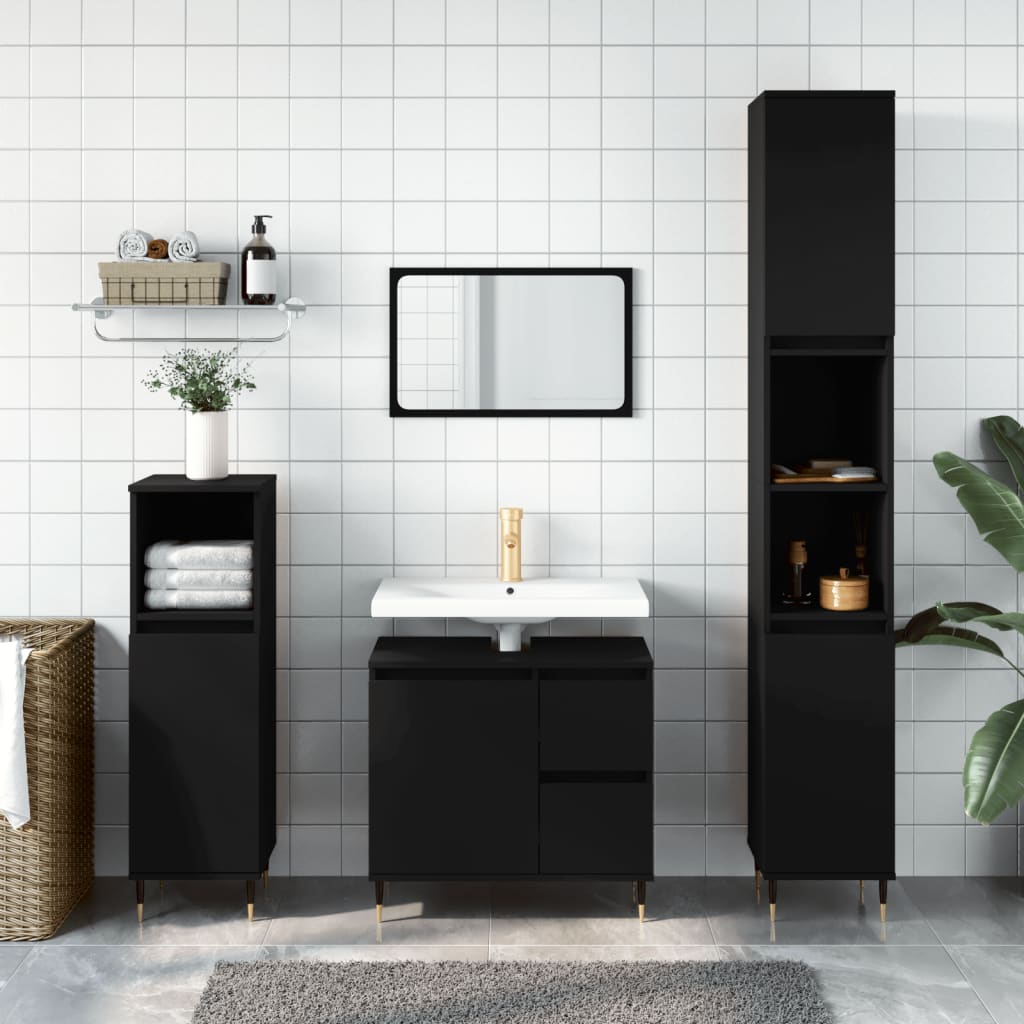 3 Piece Bathroom Furniture Set Engineered Wood