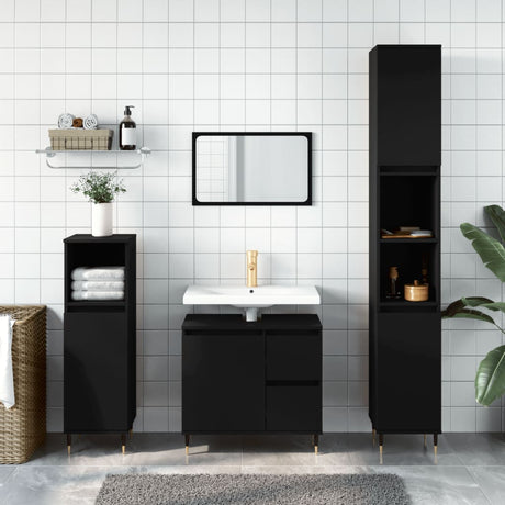 3 Piece Bathroom Furniture Set Engineered Wood