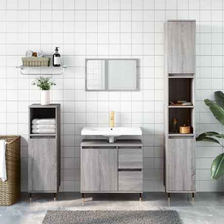 3 Piece Bathroom Furniture Set Engineered Wood