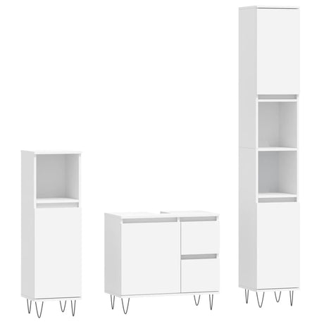 3 Piece Bathroom Furniture Set Engineered Wood