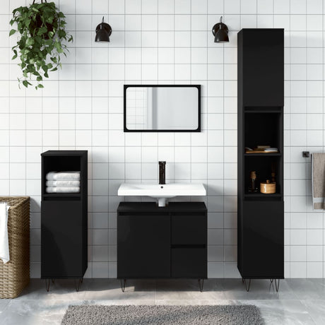 3 Piece Bathroom Furniture Set Engineered Wood