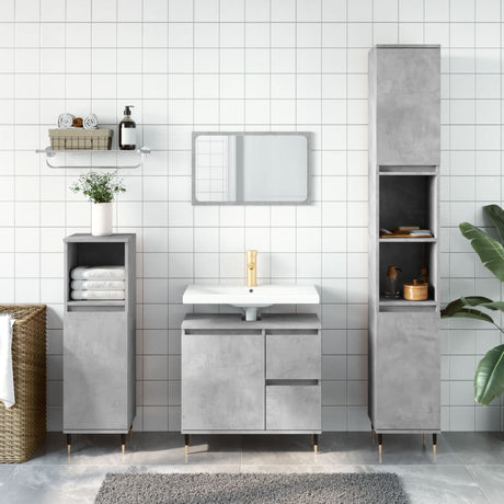 3 Piece Bathroom Furniture Set Engineered Wood