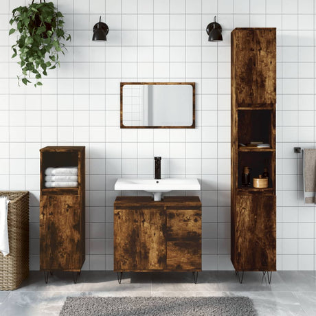 3 Piece Bathroom Furniture Set Engineered Wood