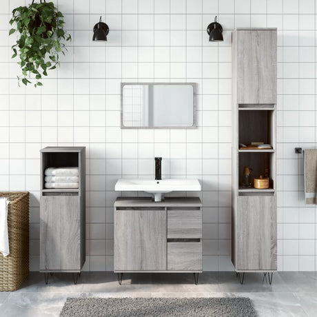 3 Piece Bathroom Furniture Set Engineered Wood