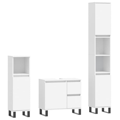 3 Piece Bathroom Furniture Set Engineered Wood
