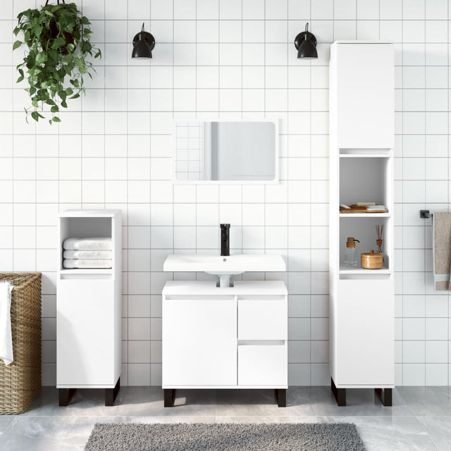 3 Piece Bathroom Furniture Set Engineered Wood
