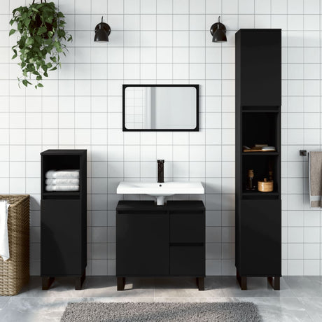 3 Piece Bathroom Furniture Set Engineered Wood