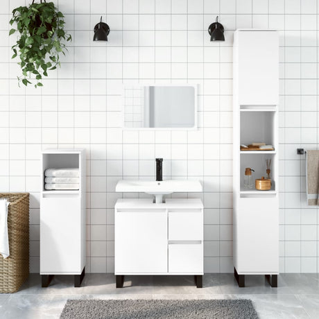 3 Piece Bathroom Furniture Set Engineered Wood