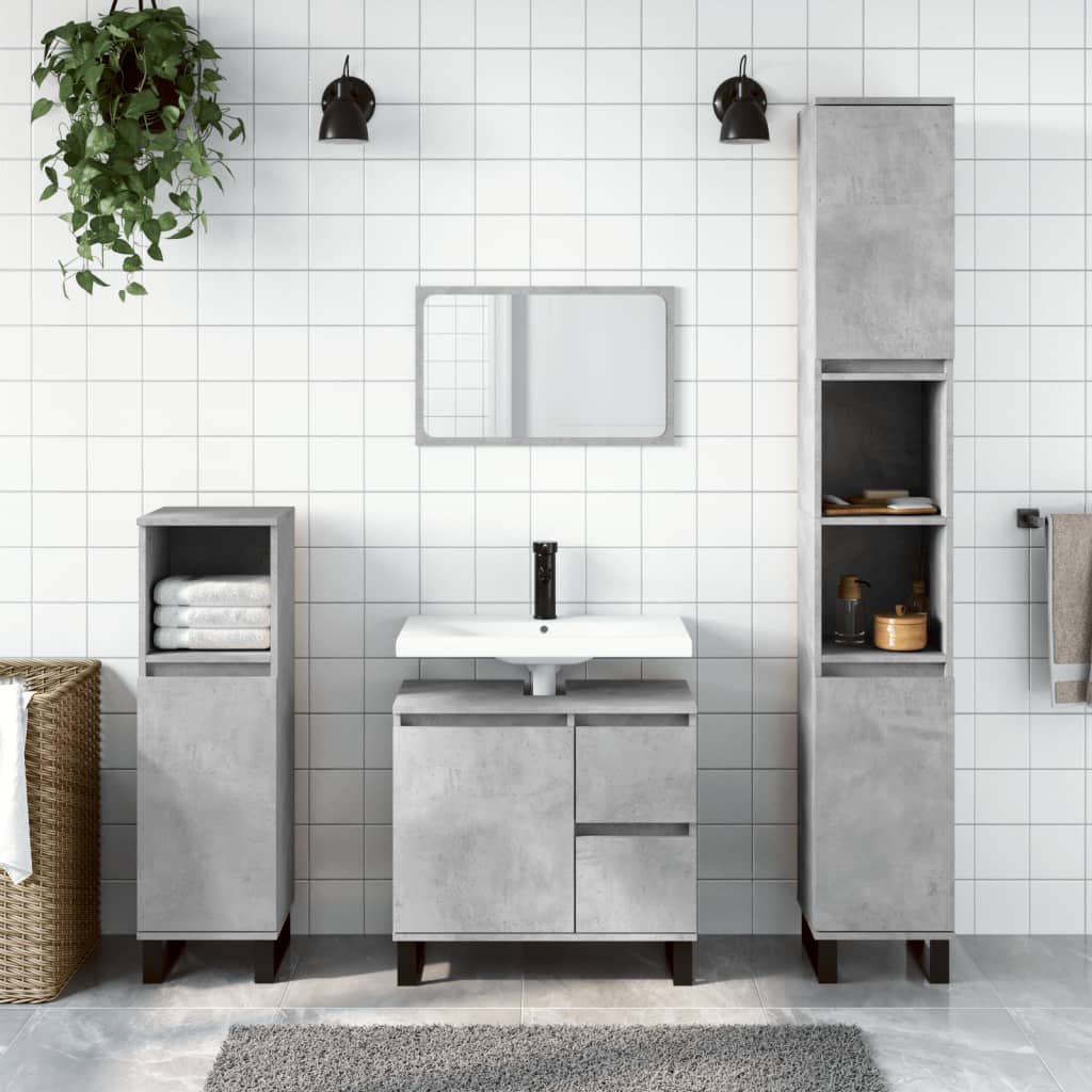 3 Piece Bathroom Furniture Set Engineered Wood