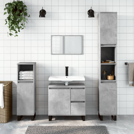 3 Piece Bathroom Furniture Set Engineered Wood