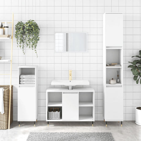 3 Piece Bathroom Furniture Set Engineered Wood