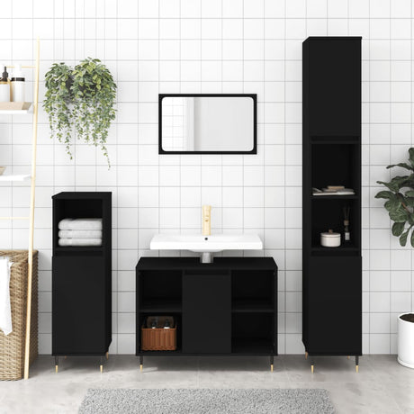 3 Piece Bathroom Furniture Set Engineered Wood