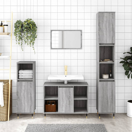 3 Piece Bathroom Furniture Set Engineered Wood