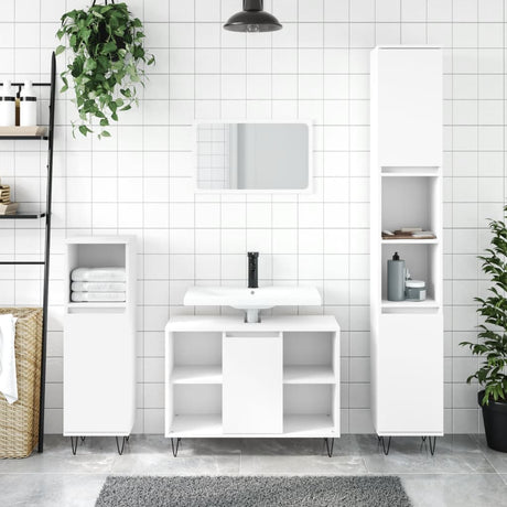 3 Piece Bathroom Furniture Set Engineered Wood