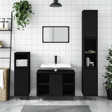 3 Piece Bathroom Furniture Set Engineered Wood