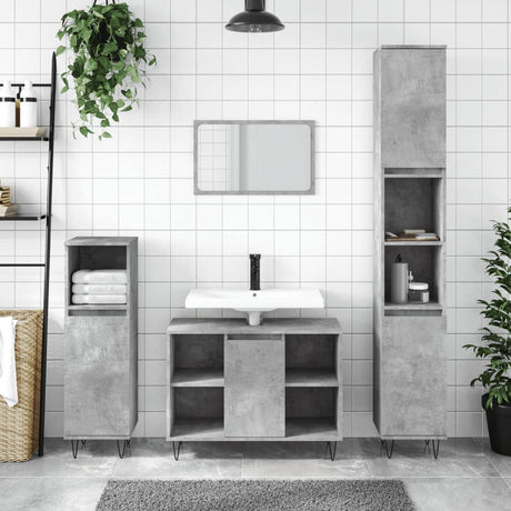 3 Piece Bathroom Furniture Set Engineered Wood