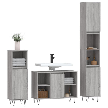 3 Piece Bathroom Furniture Set Engineered Wood