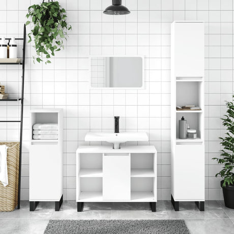 3 Piece Bathroom Furniture Set Engineered Wood