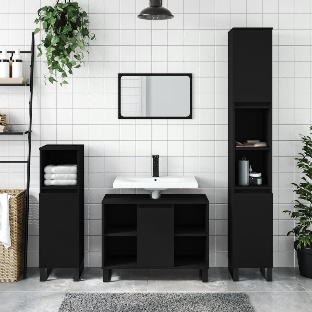 3 Piece Bathroom Furniture Set Engineered Wood