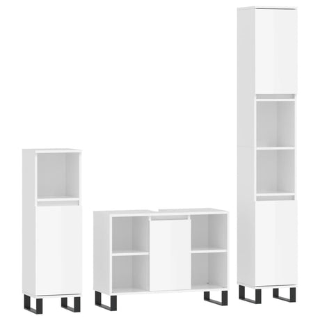 3 Piece Bathroom Furniture Set Engineered Wood