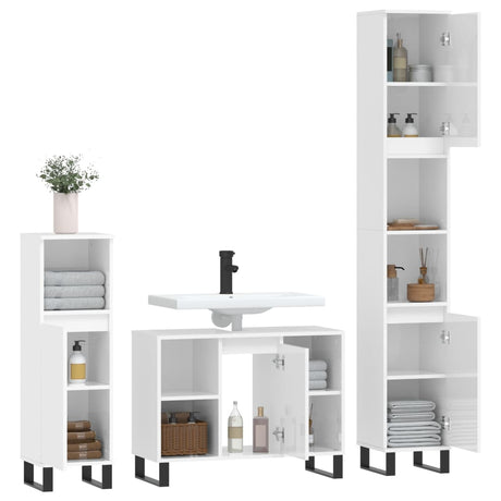 3 Piece Bathroom Furniture Set Engineered Wood