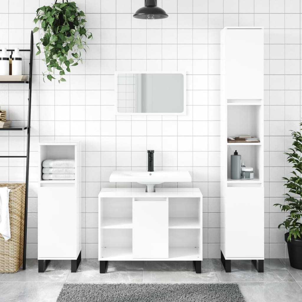 3 Piece Bathroom Furniture Set Engineered Wood