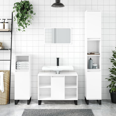 3 Piece Bathroom Furniture Set Engineered Wood