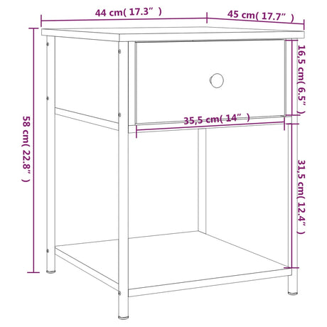Bedside Table 44X45X58 Cm Engineered Wood