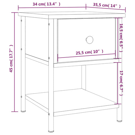 Bedside Table 34X35.5X45 Cm Engineered Wood