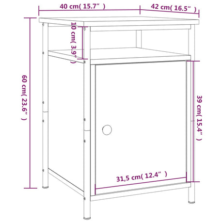 Bedside Cabinet 40X42X60 Cm Engineered Wood
