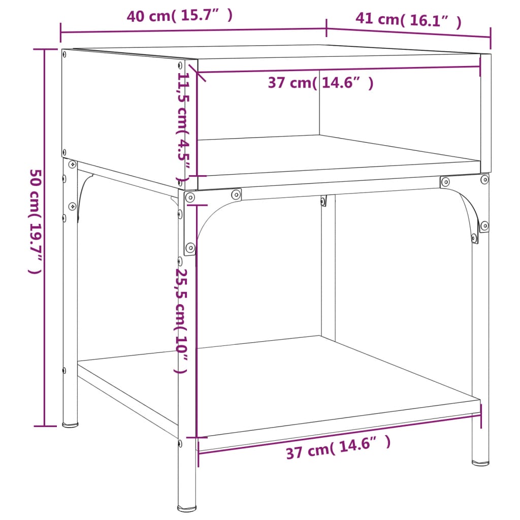 Bedside Table 40X41X50 Cm Engineered Wood