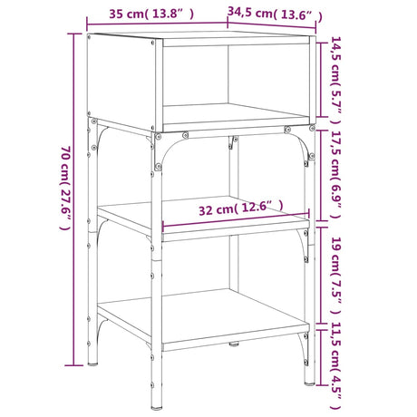 Bedside Table 35X34.5X70 Cm Engineered Wood