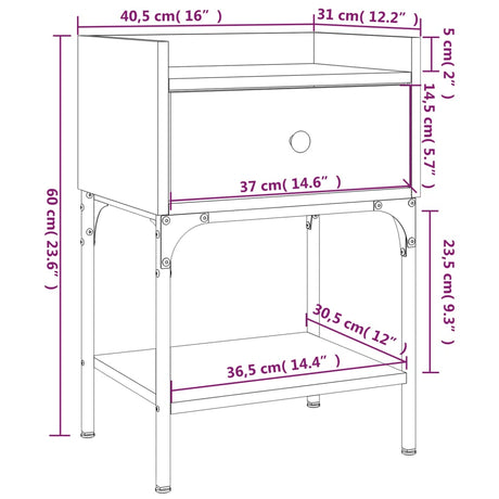 Bedside Table 40.5X31X60 Cm Engineered Wood