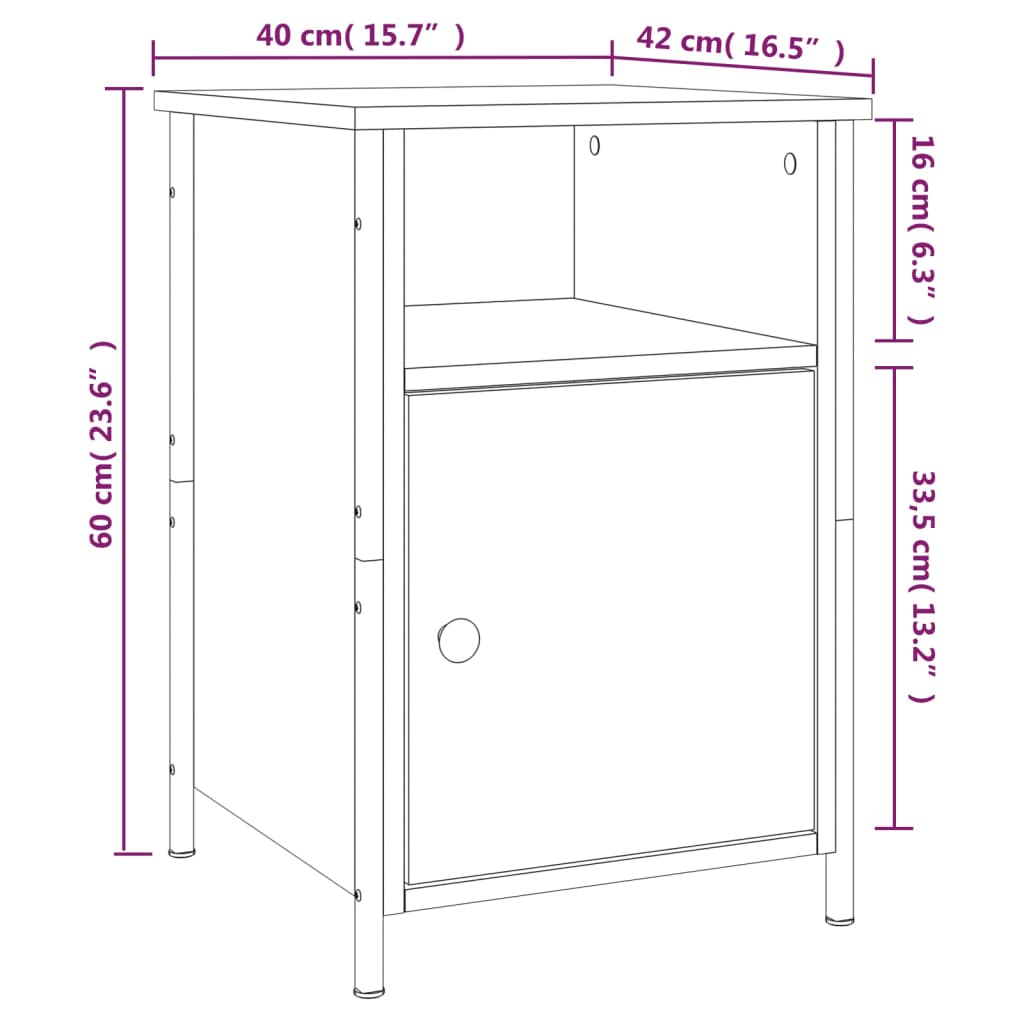 Bedside Cabinet 40X42X60 Cm Engineered Wood