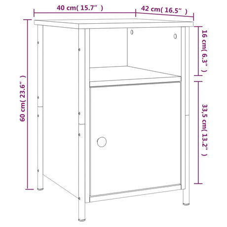 Bedside Cabinet 40X42X60 Cm Engineered Wood