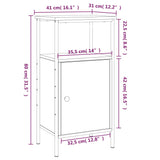 Bedside Cabinet 41X31X80 Cm Engineered Wood