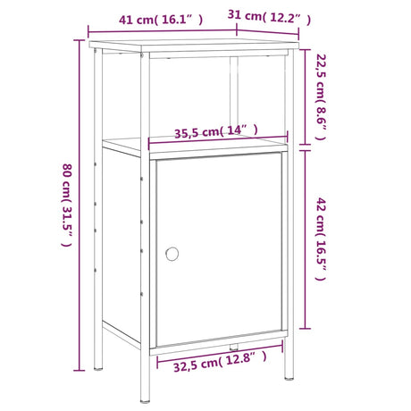 Bedside Cabinet 41X31X80 Cm Engineered Wood