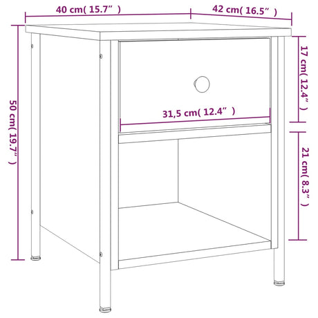Bedside Cabinet 40X42X50 Cm Engineered Wood