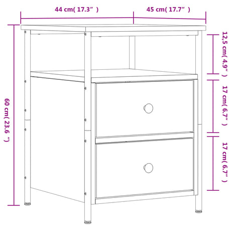 Bedside Cabinet 44X45X60 Cm Engineered Wood