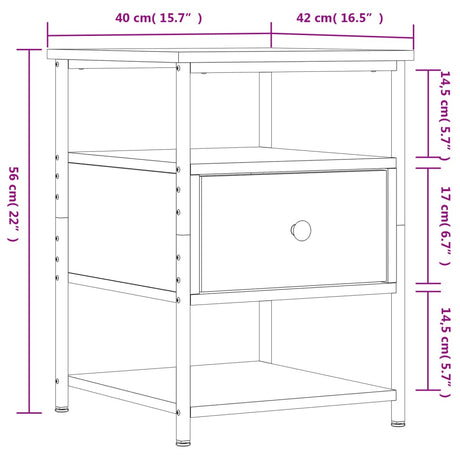 Bedside Cabinet 40X42X56 Cm Engineered Wood