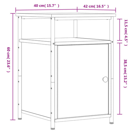 Bedside Cabinet 40X42X60 Cm Engineered Wood