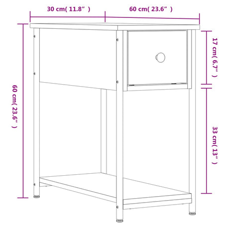Bedside Cabinet 30X60X60 Cm Engineered Wood