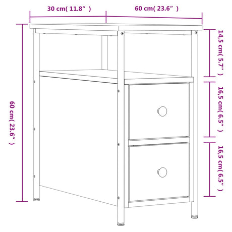 Bedside Cabinet 30X60X60 Cm Engineered Wood