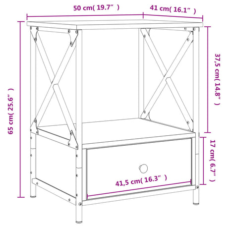 Bedside Table 50X41X65 Cm Engineered Wood